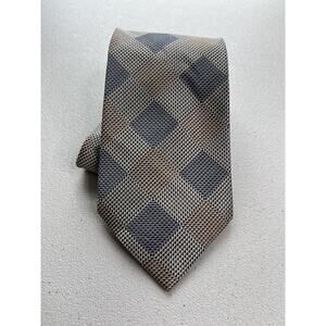 Bruno Rossi Gray, Tan Diamond/Geometric Pattern Handmade 100% Silk Tie NWOT
